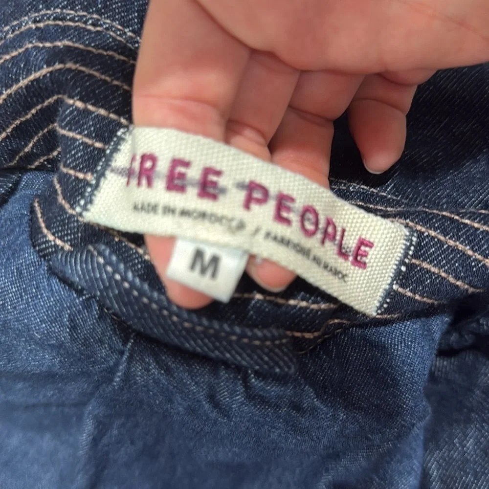 Free People Blazer Denim Car Coat in Rinse Wash